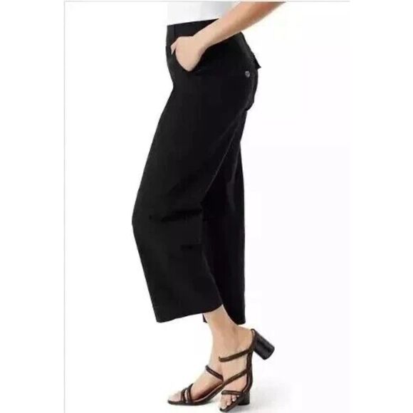 GLORIA VANDERBILT Tummy Control Wide Leg Crop Pants Sz 12 Navy Blue Pull On NWT - Picture 3 of 13